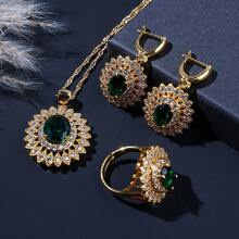 5 件奢华锆石首饰套装包括手链、耳环、戒指、项链和吊坠，适合女性日常佩戴和送礼 - 款式 2 - 查看 2