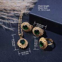 5 件奢华锆石首饰套装包括手链、耳环、戒指、项链和吊坠，适合女性日常佩戴和送礼 - 款式 2 - 查看 5