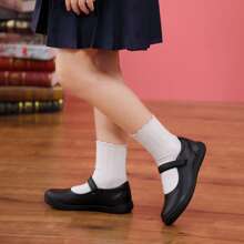 Girl's Mary Jane Flats Lightweight School Uniform Shoes Black Dress Shoes - Black - View 1