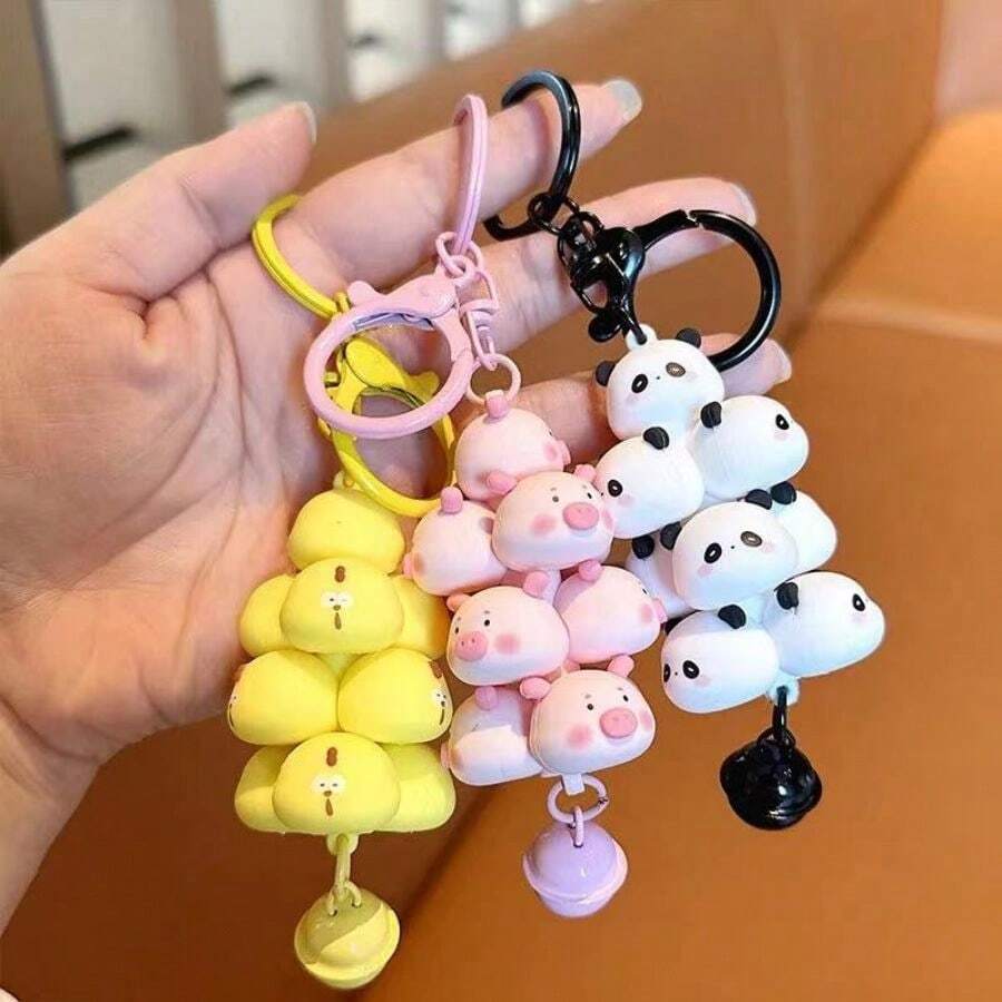 1pc Animal Keychains Key Chains For Backpacks Pig Party Favors Pink Stacking Pig Keychains Animal Pig Themed Party Piggy,Cartoon Animal Panda Chick Key Chain - Multicolor - View 1