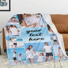1pc Custom Blanket With 10 Photos And Any Text, Collage Blanket, Best Friend Photo Blanket, Couples Blanket, Family Blanket, Best Friend Blanket, Dog Photo Blanket, Personzlied Flannel Blanket Using Your Own Photos Of Family, Friends, Kids, Pet, Customized Photo Gifts For Wedding Anniversary Birthday Christmas Valentines Father's Day Mother's Day, Unique Gifts For Daughter Son Sisters Friends Mom Dad Her Him, Suitable For Bedroom Bed, Sofa, Office, Outdoor Camping Travel, Cozy Blanket For Cuddling, Picnics And Relaxing Moments Or Daily Use - Multicolor - View 3