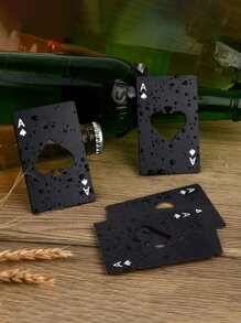 1 pièce Ouvre-bouteille de bière en acier inoxydable avec motif de pique et cœur noir, portable de taille portefeuille et de poche, convient pour la famille, les cadeaux de demoiselle d'honneur pour mariage, les cadeaux de fête, les cadeaux d'anniversaire et enterrement de vie de jeune fille, les cadeaux pour la fête des pères et la remise des diplômes, les cadeaux pour le mari, le père et le petit ami, ustensiles de cuisine réutilisables, pour l'extérieur, le camping