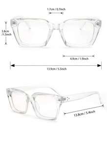 1 Pair Women's Casual Plastic Square Frame Transparent Glasses, Suitable For Daily Walking, Back To School, Reading, Office And Other Occasions, A Fashionable Eyewear Accessory For Women - Màu trắng trong suốt - Xem 5