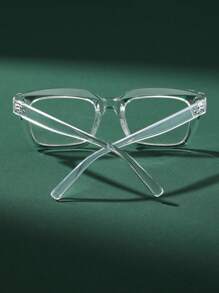 1 Pair Women's Casual Plastic Square Frame Transparent Glasses, Suitable For Daily Walking, Back To School, Reading, Office And Other Occasions, A Fashionable Eyewear Accessory For Women - Màu trắng trong suốt - Xem 4