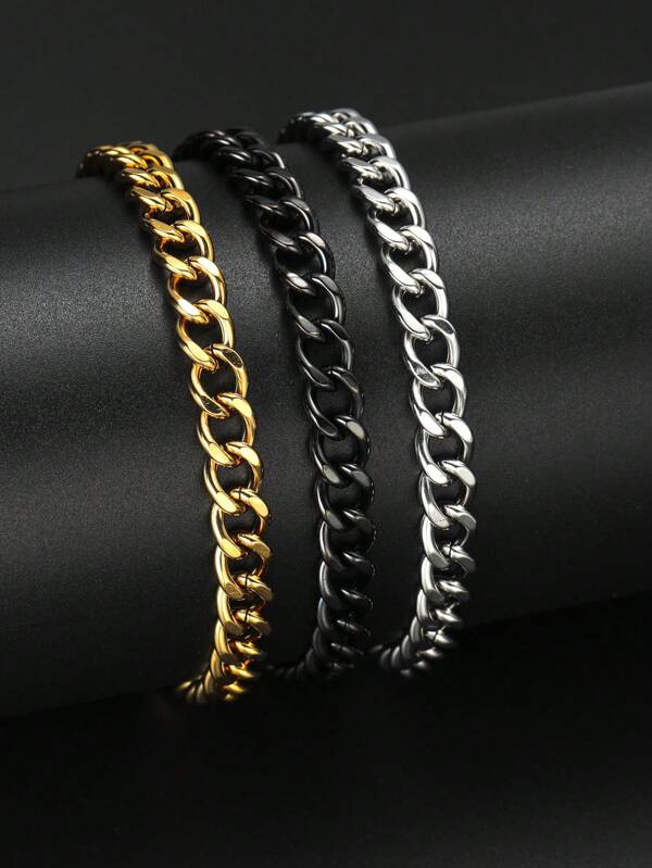 1 pieza Pulsera minimalista de acero inoxidable para hombre, estilo hip-hop, de moda y guapo