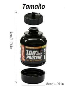 1pc 100ml/3.38oz Protein Powder Pill Bottle, Portable Water Bottle For Fitness & Climbing, Mini Portable Powdered Drink Container With Keychain, Portable Keychain - Black - View 2