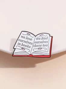 1pc We Lose Ourselves In Book Enamel Pin Reading Enthusiasts Nerd Bookworm Brooch Lapel Badges Quotes Jewelry Gift For Reading Lover - Multicolor - View 10