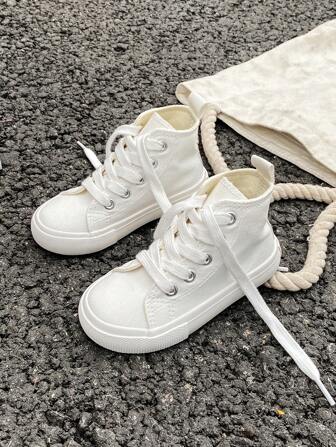 OPOEE 兒童中幫帆布運動鞋，韓式春秋男女休閒鞋，時尚低幫綁帶運動鞋，經典高幫帆布運動鞋，時尚萬用休閒運動滑板鞋，適用於兒童