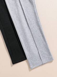 2 pièces Pantalons de sport de couleur unie avec cordon de serrage pour filles pré-adolescentes
