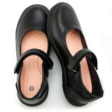 Girl's Mary Jane Flats Lightweight School Uniform Shoes Black Dress Shoes - Black - View 5