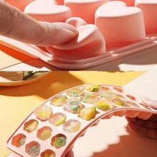 1 件创意心形冰格模具，冷冻制冰机，家用软硅胶冰格储存盒 - 彩色 - 查看 4