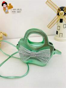全新女孩水钻蝴蝶结单肩包节日礼物儿童时尚斜挎包女孩公主零钱包