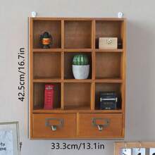 9-Cube 2 Drawers Pine Storage Organizer Display Cubby-Style Shelf Brown