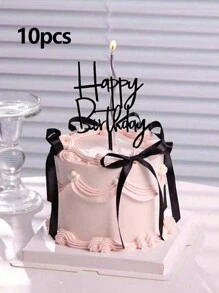 10Pcs DIY Ribbon Bow Cake Decorations Black Silk Cake Skirt Bow Design Cake Decoration Graduation Cake Toppers To Decorate Your Cakes For Festival Gift Wrapping Party Decoration Birthday Party Table Decoration - Multicolor - View 9