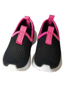 Tênis Infantil Menina Calce Fácil Preto/Pink Escolar Leve Confortável Versátil