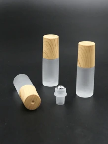 1/3 pièces Bouteille de parfum à rouleau en verre dépoli de 5 ml avec bouchon en grain de bois pour huiles essentielles et parfums, bille en acier inoxydable intégrée, bouteille vide pour la distribution d'échantillons de parfum et d'huiles essentielles à rouleau