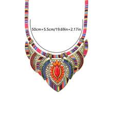 1 Stück böhmischer Vintage-Stil mehrfarbig Strass & Emaille Anhänger Halskette, handgefertigte florale Perlen Edelstein Kette für Frauen tägliches Tragen, Party, Tanz, Date, Festival Geschenk