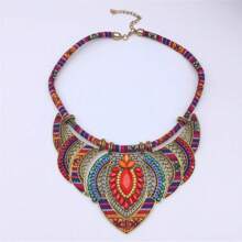 1 Stück böhmischer Vintage-Stil mehrfarbig Strass & Emaille Anhänger Halskette, handgefertigte florale Perlen Edelstein Kette für Frauen tägliches Tragen, Party, Tanz, Date, Festival Geschenk