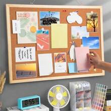 1 pieza Panel decorativo de corcho para pared, tablero de notas para fotos y organizador de pared - color madera - Ver 1