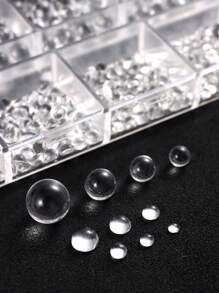 美人鱼水晶透明美甲装饰品，混合尺寸3D美甲饰品，扁平半圆珠，夏季Y2K美甲配件，美甲宝石 - 無色 - 查看 7