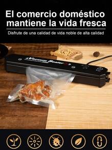 Máquina automática de sellado y vacío, apta para alimentos húmedos y secos, con pantalla digital para alimentos sellados al vacío, máquina de envasado al vacío para uso doméstico y comercial, máquina de conservación de alimentos envasados en plástico. - Negro - Ver 4