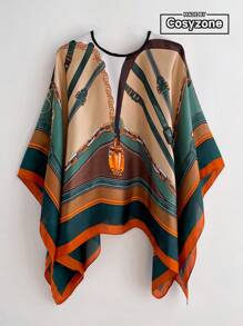 Boho 1pc Chain Print Shawl Ideal For Going Out & Dressing Up Your Look - Multicolor - View 1