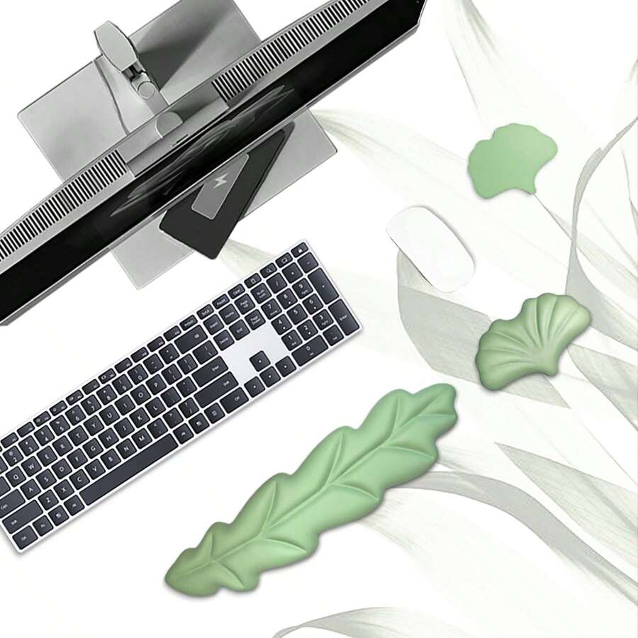 Almohadilla con reposamuñecas para teclado ergonomico - Mejora la eficiencia de escritura, alivia el dolor de muñeca y brinda soporte estable - Adecuado para juegos, oficina, laptops, color verde