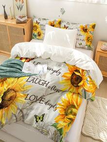 3入組豪華柔軟向日葵被套套裝-豪華舒適的寢具，適用於臥室和客房-特色鮮明的印花，包括1件被套和2個枕套（不包括被子） - 彩色 - 查看 6