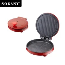 Sokany.Máquina de pizza y crepes eléctrica, sartén para crepes, parrilla antiadherente para calentar y asar, ideal para hacer sándwiches y crepes." - Rojo - Ver 4