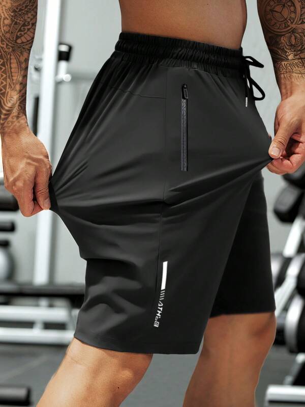 Hidkat Herren Shorts mit Reißverschlusstaschen, schnelltrocknend, lässig leicht dehnbar, atmungsaktiv mit Kordelzug und reflektierendem Streifen für Outdoor im Sommer