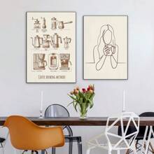 1pc, Coffee Wall Art, Autumn Decoration, Minimalist Poster Canvas Printing, For Restaurant Bedroom And Living Room Decoration Painting 20*28 Inch, Unframed