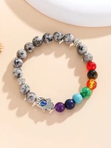 Pulsera de curación de los 7 Chakras ajustable y extensible con piedra de lava para equilibrar, meditar y joyería de moda - meditación - Ver 6
