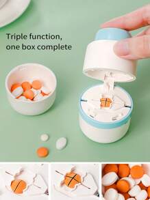 Pill Cutter, Portable Pocket Pill Box Splitter For Cutting Pills Into Quarters Or Halves - Multicolor - View 3