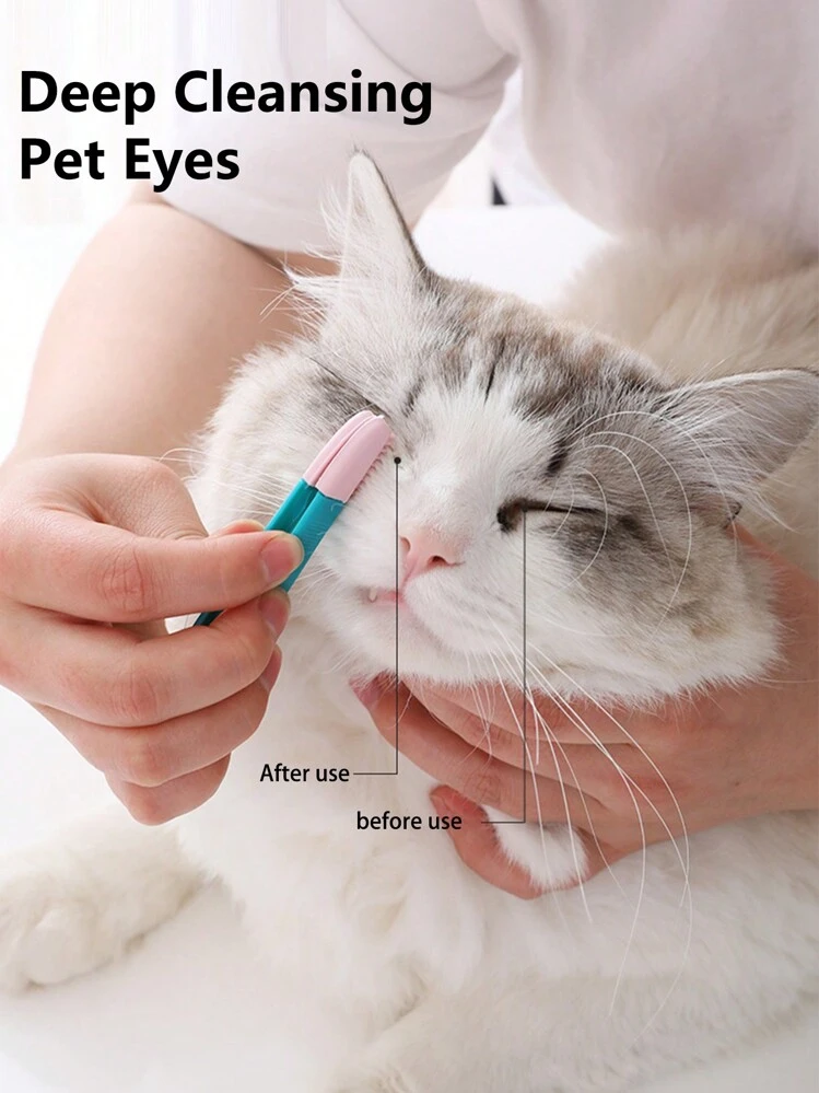 1pc Pet Cat And Dog Tear Stain Eye Brush Cleaning Soft Brush Cat Cleaning Grooming Comb Long Hair Short Hair Cat Comb SHEIN