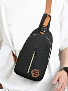 Túi đeo chéo nam phiên bản Hàn Quốc của ba lô mới Túi đeo ngực vải Oxford thường ngày Túi đeo vai thể thao chống thấm nước Túi đeo hông Túi đi học sinh - màu đen - Xem 6