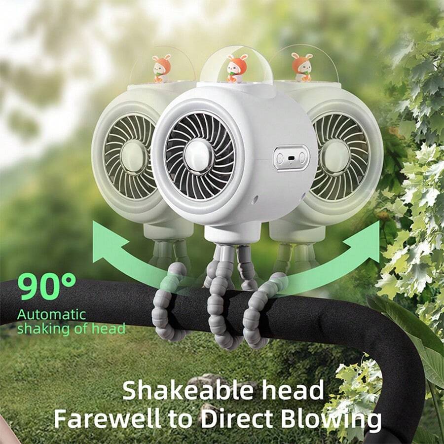 嬰兒車風扇 家用自動靜音搖頭章魚小桌扇 戶外降溫便攜式章魚風扇