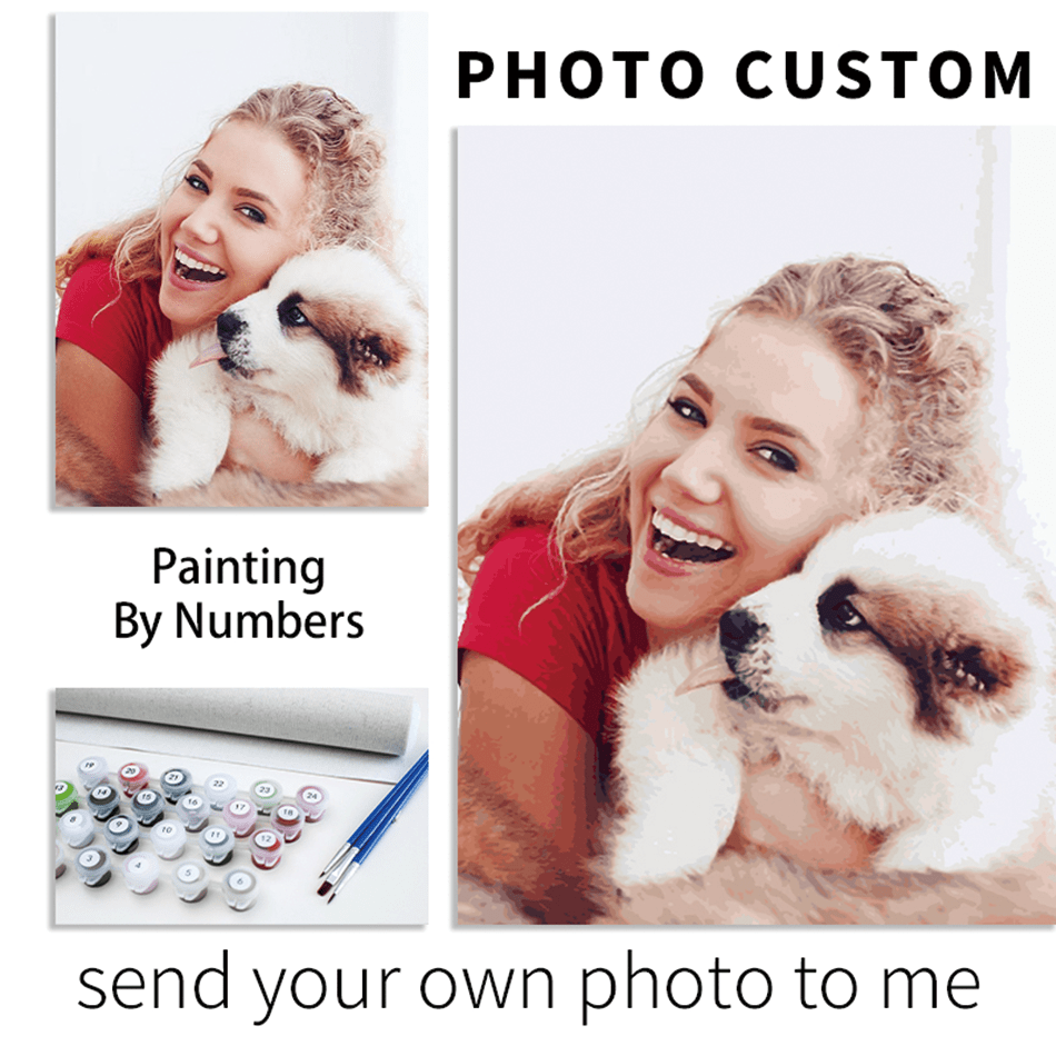 [Personnalisé] 1 pièce Peinture par numéros Photo sur canevas de dessin de portraits de familles, décoration de la maison 30x60cm / 12x24 pouces sans cadre 24 couleurs à colorier