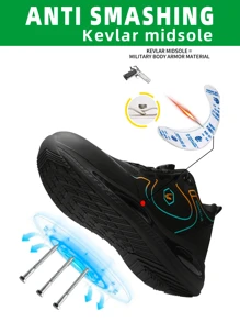 Zapatos de seguridad para hombres con botón giratorio de nuevo diseño de moda para exteriores, antiimpáctos, antipunción, antideslizantes, resistentes al desgaste