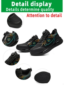 Zapatos de seguridad para hombres con botón giratorio de nuevo diseño de moda para exteriores, antiimpáctos, antipunción, antideslizantes, resistentes al desgaste