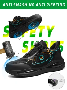 Zapatos de seguridad para hombres con botón giratorio de nuevo diseño de moda para exteriores, antiimpáctos, antipunción, antideslizantes, resistentes al desgaste