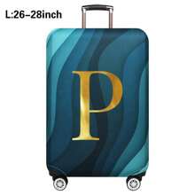 Luggage Cover Travel Case Cover For 18 To 32 Inch Luggage Protector Cases For Men Women Outdoor Holiday Travel Essentials Accessories Polyester Suitcase Elastic Dust Covers Fashion Initial Name A To Z Gold Letter Print Travel Accessories Travel Must Haves Bag For School School Accessories School Stuff - Blue - View 47