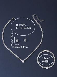 3pcs Copper Heart Claw Chain Set, Suitable For Daily Wear, Jewelry Set Valentines,Mom,Mother,Mother's Day,Gift