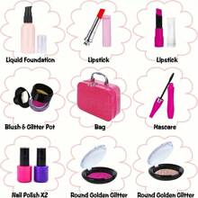 Pretend Makeup Kit For Girls, Kids Pretend Play Makeup Set - With Cosmetic Bag For Birthday Christmas, Toy Makeup Set For Toddler, Little Girls Age 3+(Not Real Makeup) - Red - View 10