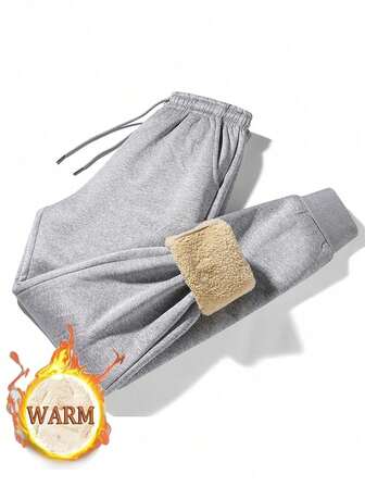 Herrbyxor med dragsko och foder för varma sporter, fleece, vinter