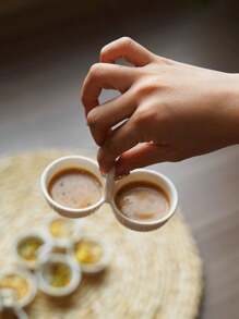 2 件套陶瓷条纹隔间盘，简约风格蘸酱、小吃、开胃菜盘，适合各种场合