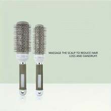 1 cepillo redondo para cabello con tubo de aluminio, rodillos y cerdas de nylon para el secado con secador - Gris - Ver 6