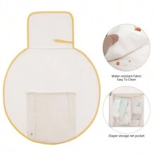 Colchón cambiador de pañales para bebé, impermeable y portátil, para llevar en bolsa de pañales para uso en exteriores e interiores para infantes - Beige - Ver 5