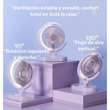 "Luz de luna, ventilador USB recargable, silencioso para dormitorio de estudiantes u oficina de escritorio, potente y mini." - Multicolor - Ver 3