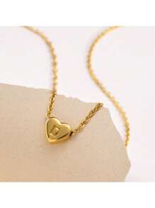 字母吊墜心形項鏈女士鎖骨鏈簡約新產品