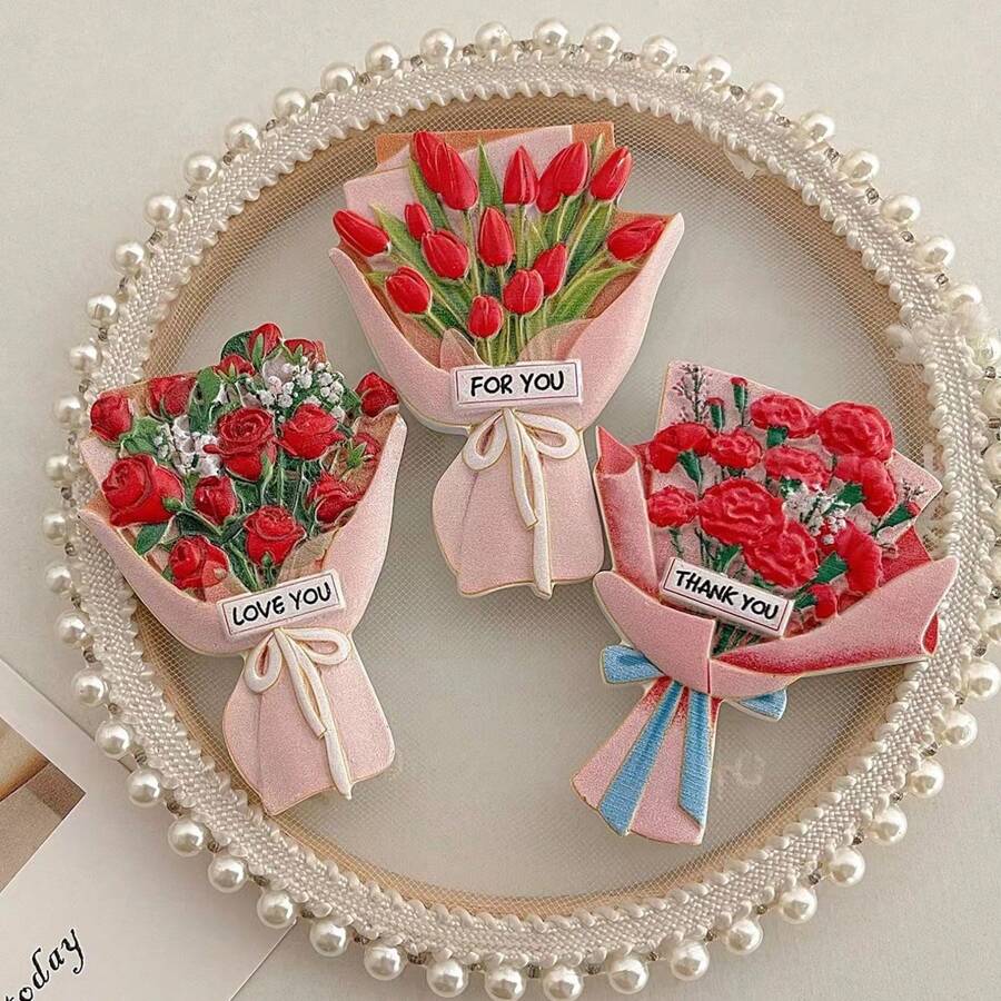1pc Resin Flower Bouquet Refrigerator Magnet Decoration - Multicolor - View 1